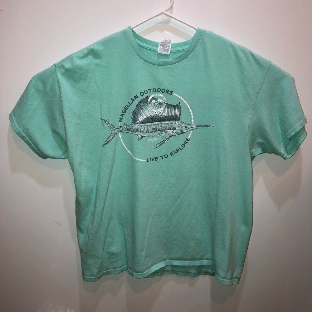 Magellan Delta Mens Extra Large Mint Green Outdoors Sailfish T Shirt Tee Top XL